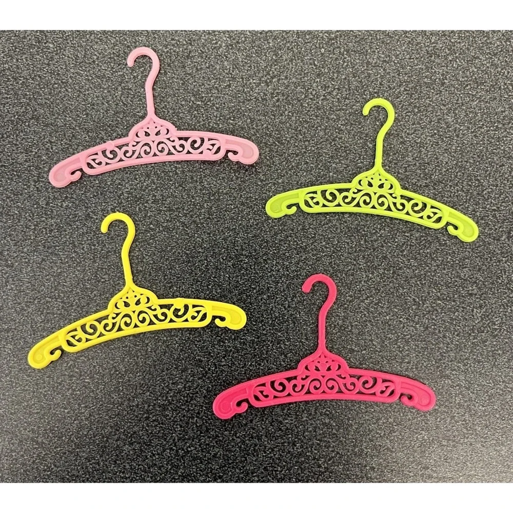 Vintage Retro Barbie Doll Hangers Lot of 4 Multicolor Filigree Design